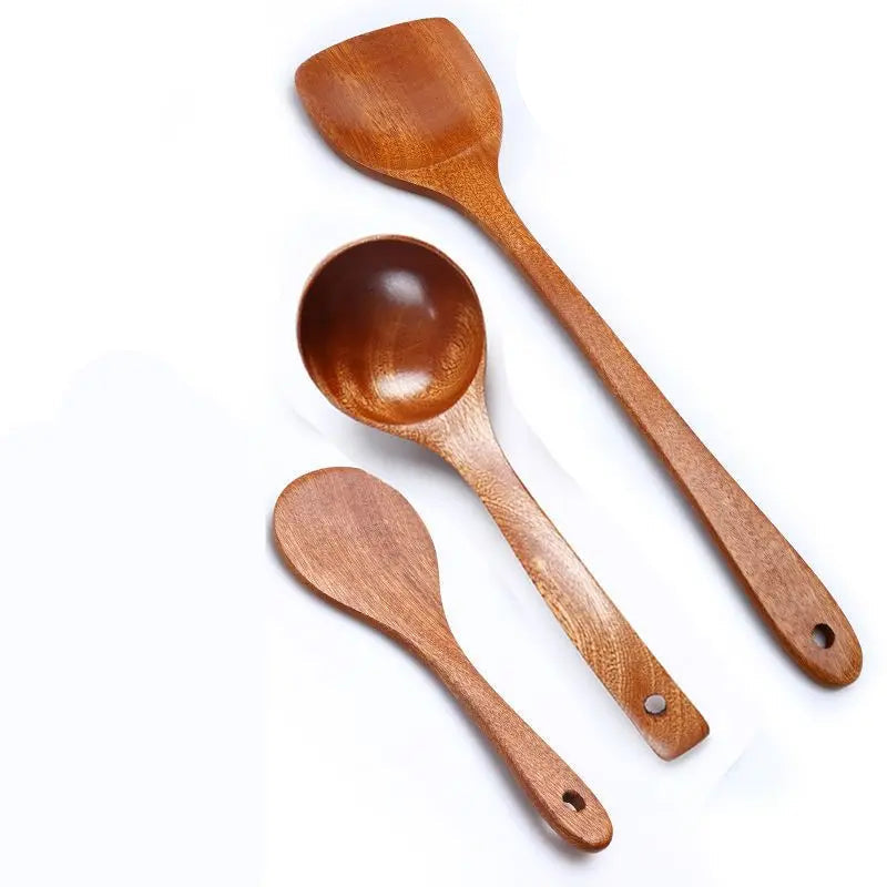 Variant image for Solid Ebony Wooden Cooking Utensils Set – Heat-Resistant Spatulas for Frying and Serving-3