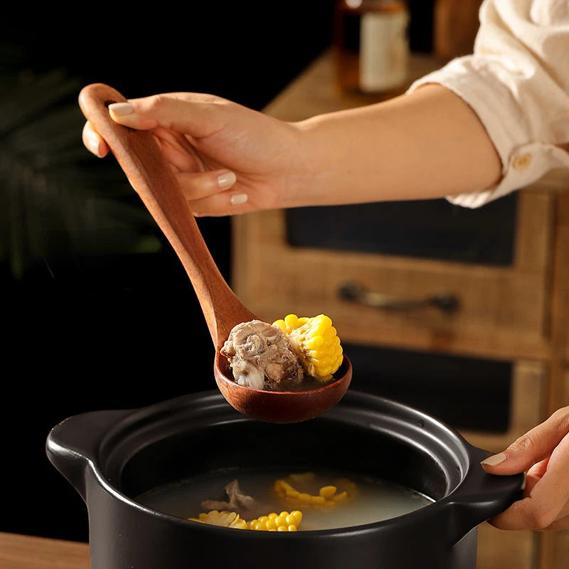 Solid Ebony Wooden Cooking Utensils Set – Heat-Resistant Spatulas for Frying and Serving-4