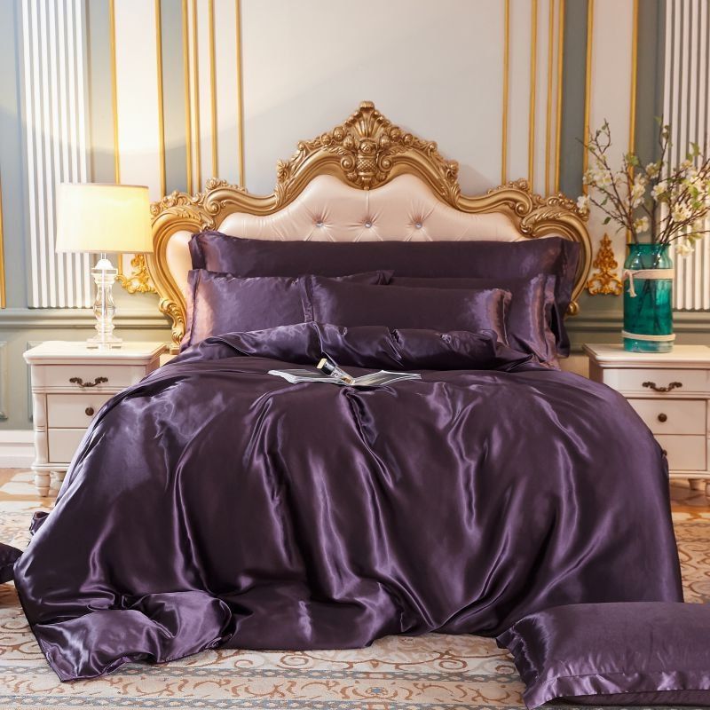 Variant image for Luxury Silk Satin Bed Linen Set - 4-Piece Duvet Cover, Fitted Sheet & Pillowcases - Anti-Allergen & Temperature Control-37