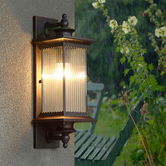 Outdoor Wall Lantern – Classic Rectangular Design in Vintage Black for Garden and Patio Lighting