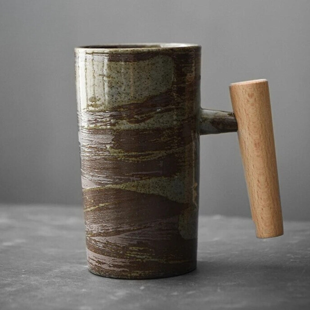 Variant image for Nordic Earth Latte Mug – 220 ml Ceramic and Wood, Ergonomic Handle, Microwave and Dishwasher Safe, Natural Aesthetic-7