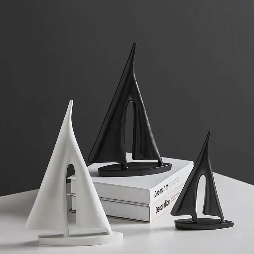 Modern Nautical Sailboat Table Decoration – Minimalist Resin Centerpiece for Elegant Home Decor-5