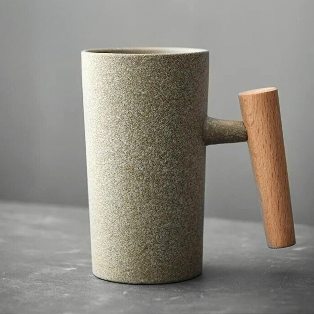 Variant image for Nordic Earth Latte Mug – 220 ml Ceramic and Wood, Ergonomic Handle, Microwave and Dishwasher Safe, Natural Aesthetic-3