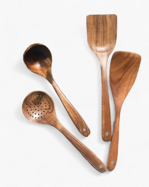 Eco-Friendly Teak Wooden Kitchen Utensil Set – Durable Cooking Utensils for Stirring, Serving, and Elegant Meal Preparation-1