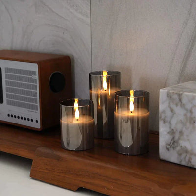 Flameless LED Candle Light Set with Remote Control – Glass Candles for Home and Wedding Decor