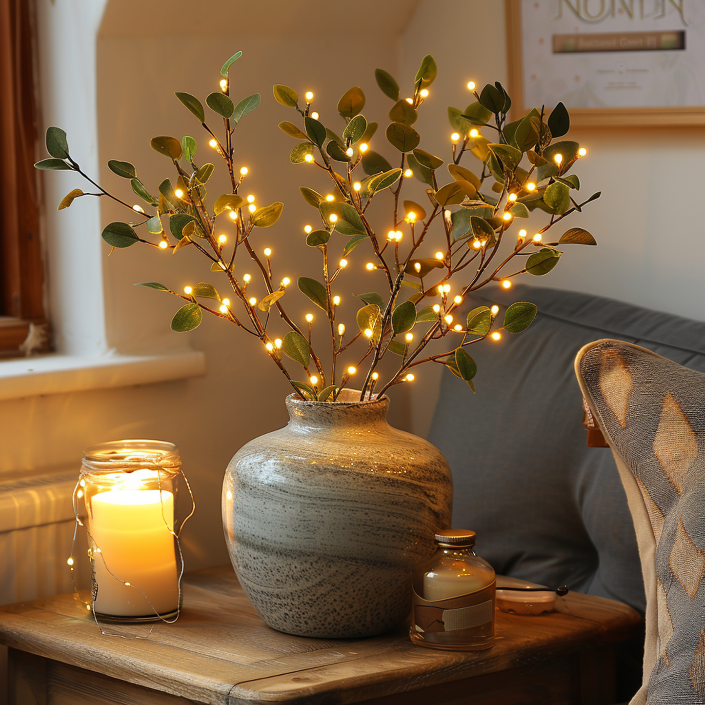 Fairy Light Olive Branch – Decorative LED String Lights for Home, Garden, and Event Decor