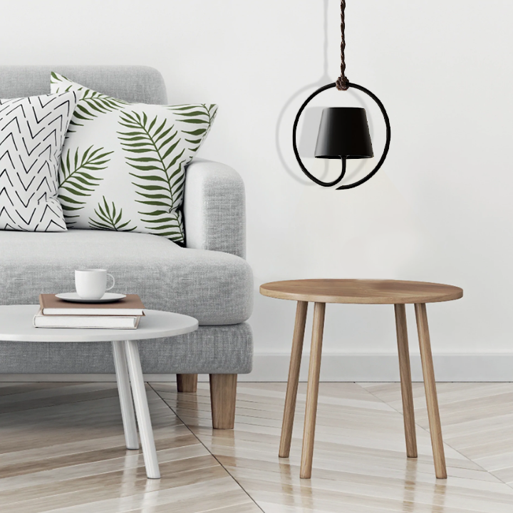 Minimalist Iron Pendant Light – Modern Hanging Lamp with Rope Detail for Home and Office Decor