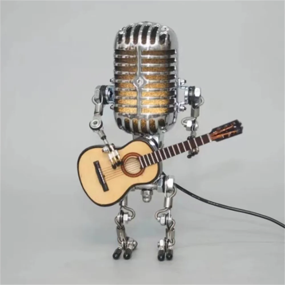 Robot Guitar Desk Lamp – Retro LED Light and Unique Home Decor for Music Lovers