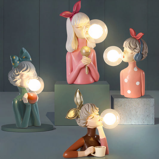 Artisan Sisters Resin Statue Ornament – Decorative Night Light for Living Room, Bedroom, and Desk – Perfect Birthday Gift