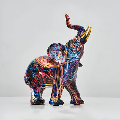 Abstract Multicolored Elephant Statue – Artistic Elephant Ornaments for Vibrant Home Decor-4