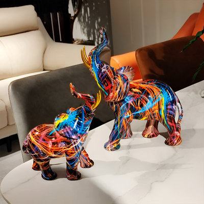 Abstract Multicolored Elephant Statue – Artistic Elephant Ornaments for Vibrant Home Decor-5