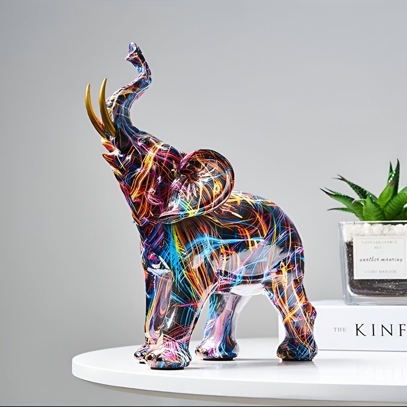 Abstract Multicolored Elephant Statue – Artistic Elephant Ornaments for Vibrant Home Decor-2