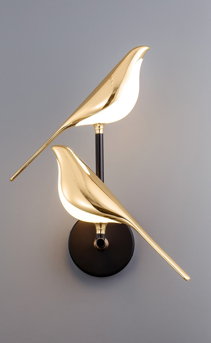 Golden Bird LED Wall Lamp – Creative Parlor and Bedroom Lighting, Decorative Night Light for Living Room and Indoor Spaces