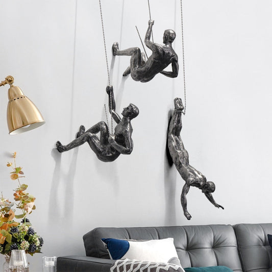 Wall Sculpture Art for Home Decor, Resin and Iron Wire, Inspiring Rock Climbing Design