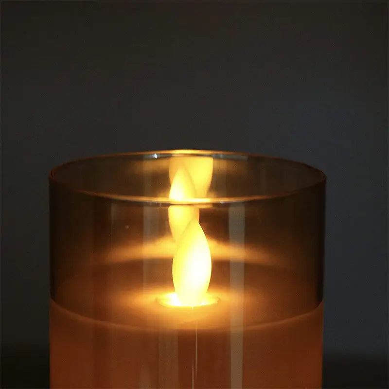 Flameless LED Candle Light Set with Remote Control – Glass Candles for Home and Wedding Decor