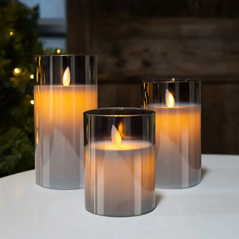 Flameless LED Candle Light Set with Remote Control – Glass Candles for Home and Wedding Decor