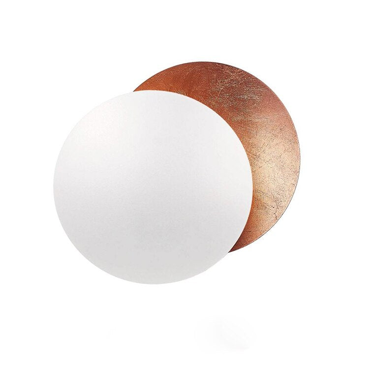 Lunar Eclipse Round Gold Copper LED Wall Lamp – Stylish Sconce for Hallways, Living Rooms, and Bedside Lighting