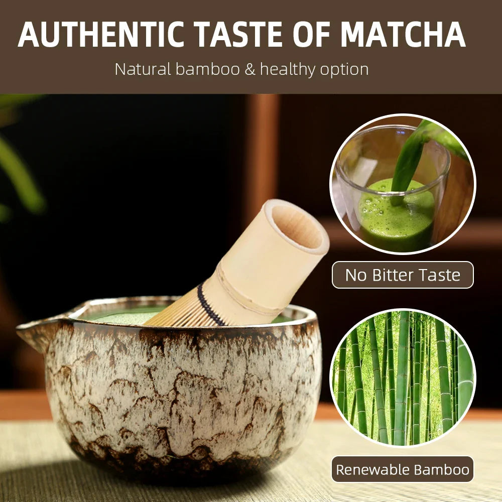 6-Piece Matcha Tea Set with Bamboo Whisk – Traditional Japanese Style for Authentic Ceremonial Brewing