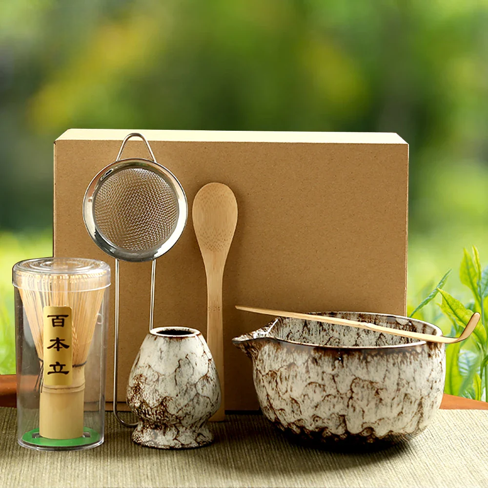 6-Piece Matcha Tea Set with Bamboo Whisk – Traditional Japanese Style for Authentic Ceremonial Brewing