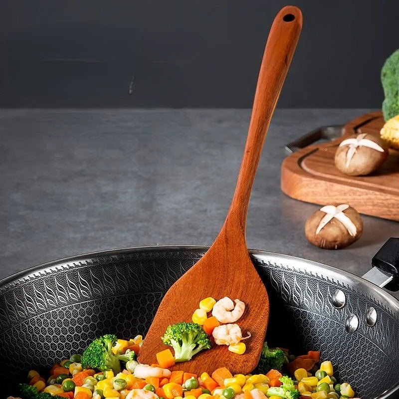 Solid Ebony Wooden Cooking Utensils Set – Heat-Resistant Spatulas for Frying and Serving-2