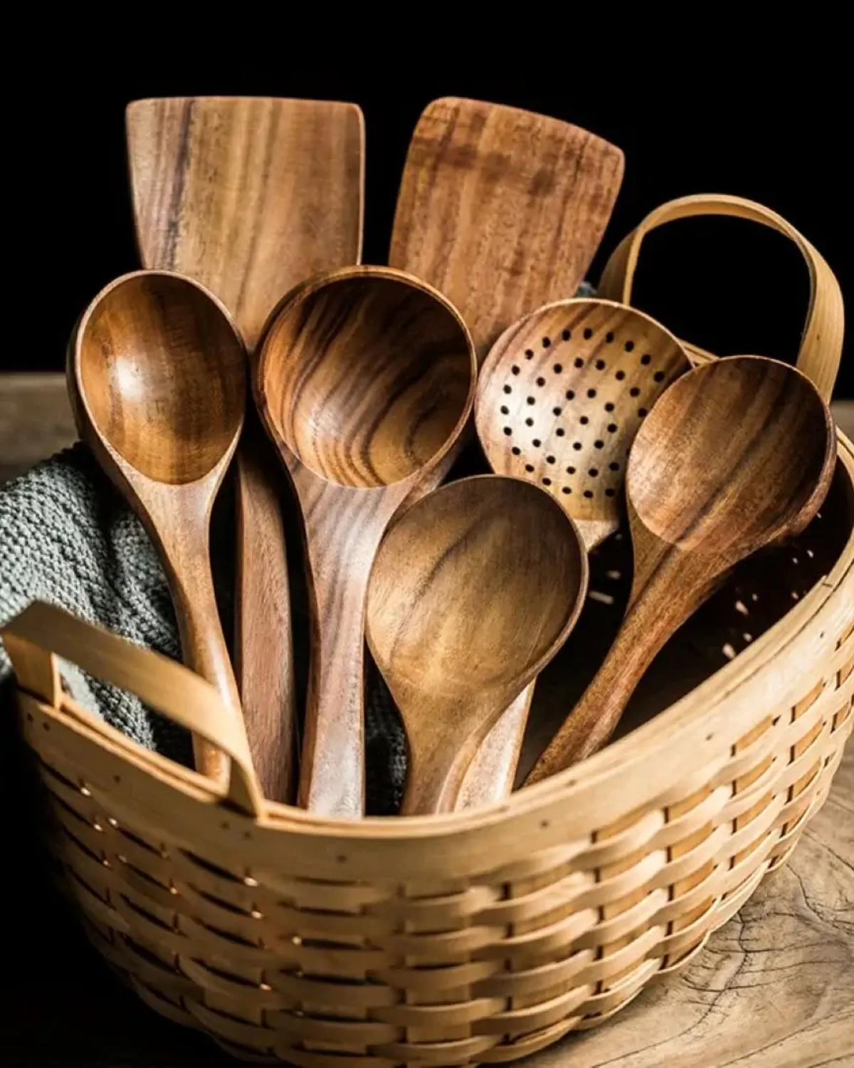 Eco-Friendly Teak Wooden Kitchen Utensil Set – Durable Cooking Utensils for Stirring, Serving, and Elegant Meal Preparation-3