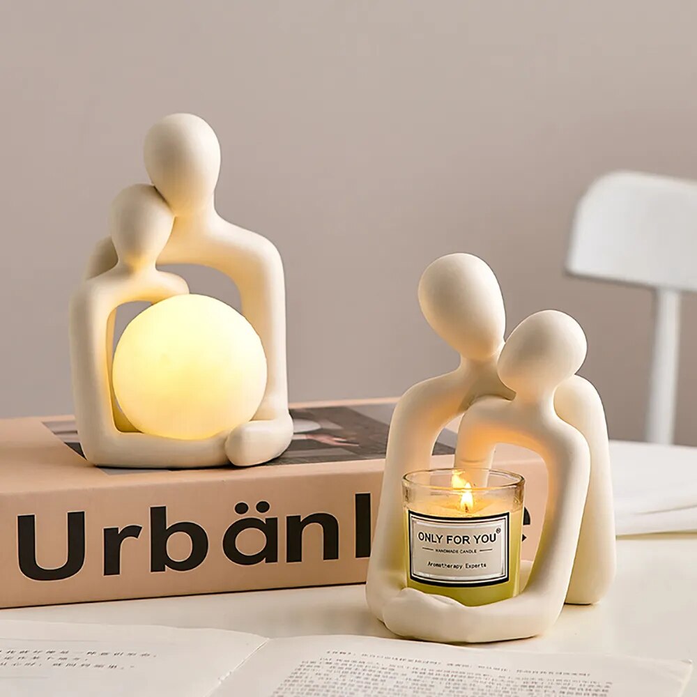 Scandinavian Inspired Couple Sculpture in Elegant Torque Design – Minimalist Home Decor for Love and Unity-2
