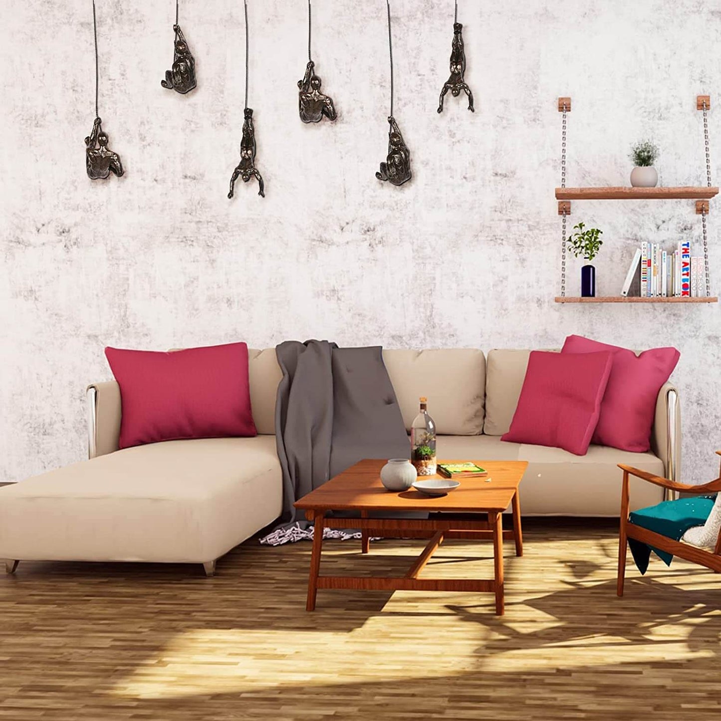 Wall Sculpture Art for Home Decor, Resin and Iron Wire, Inspiring Rock Climbing Design