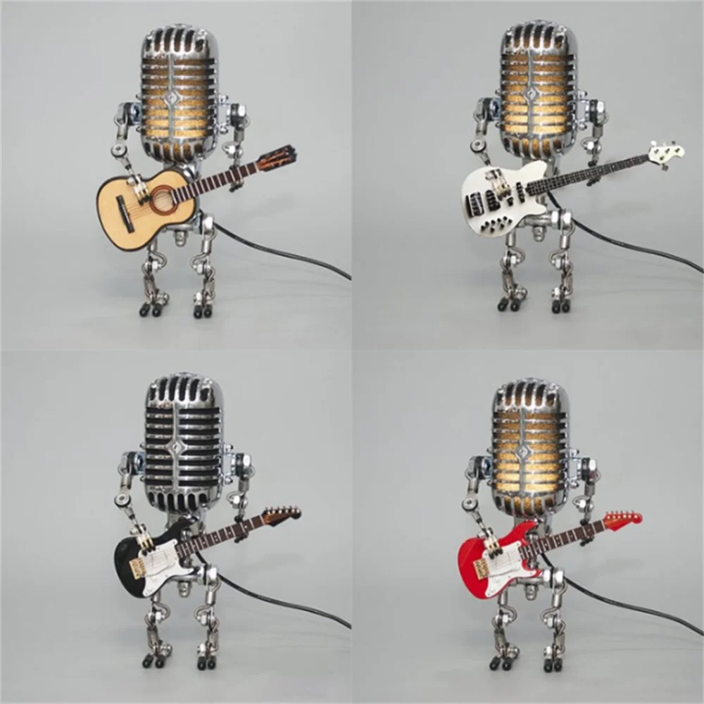Robot Guitar Desk Lamp – Retro LED Light and Unique Home Decor for Music Lovers