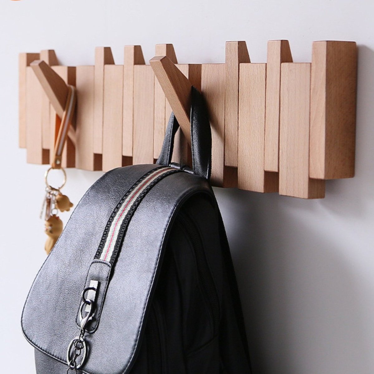 Variant image for Handmade Wooden Coat Rack Stand with Piano Design – Elegant Wall Mounted Storage Solution for Hall, Bedroom, or Office-5