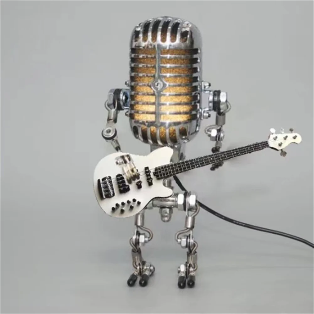 Robot Guitar Desk Lamp – Retro LED Light and Unique Home Decor for Music Lovers