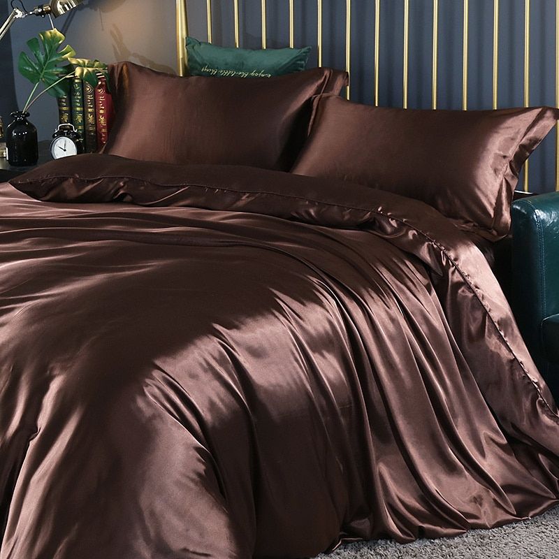 Variant image for Luxury Silk Satin Bed Linen Set - 4-Piece Duvet Cover, Fitted Sheet & Pillowcases - Anti-Allergen & Temperature Control-19