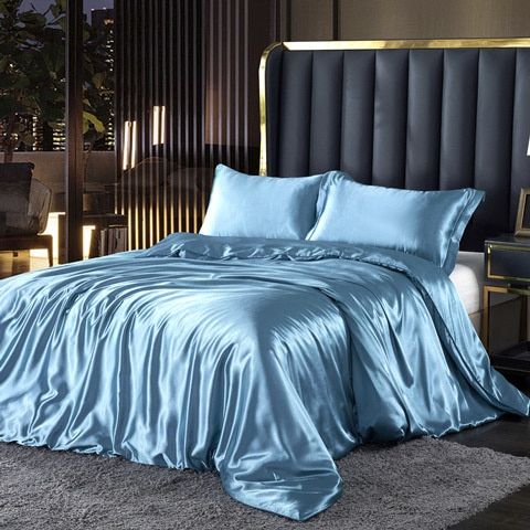 Variant image for Luxury Silk Satin Bed Linen Set - 4-Piece Duvet Cover, Fitted Sheet & Pillowcases - Anti-Allergen & Temperature Control-22