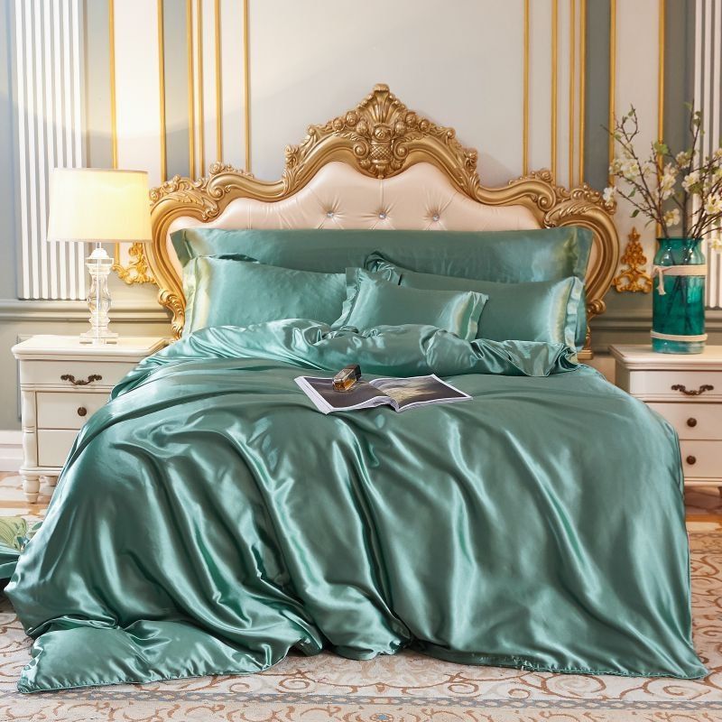 Variant image for Luxury Silk Satin Bed Linen Set - 4-Piece Duvet Cover, Fitted Sheet & Pillowcases - Anti-Allergen & Temperature Control-34