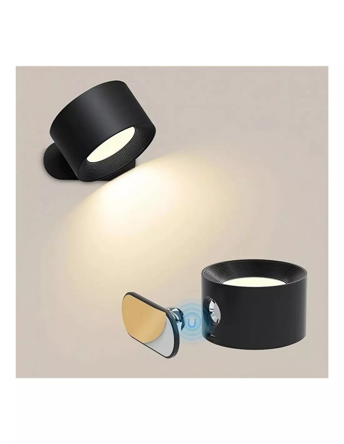 Wireless Rechargeable LED Wall Lamp – 360° Swivel Touch Control Wall Light for Indoor Use, Adjustable Brightness and Colors